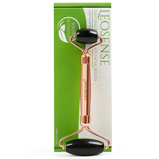 Leosense Gemstone Facial Massage Beauty Roller - Black Obsidian