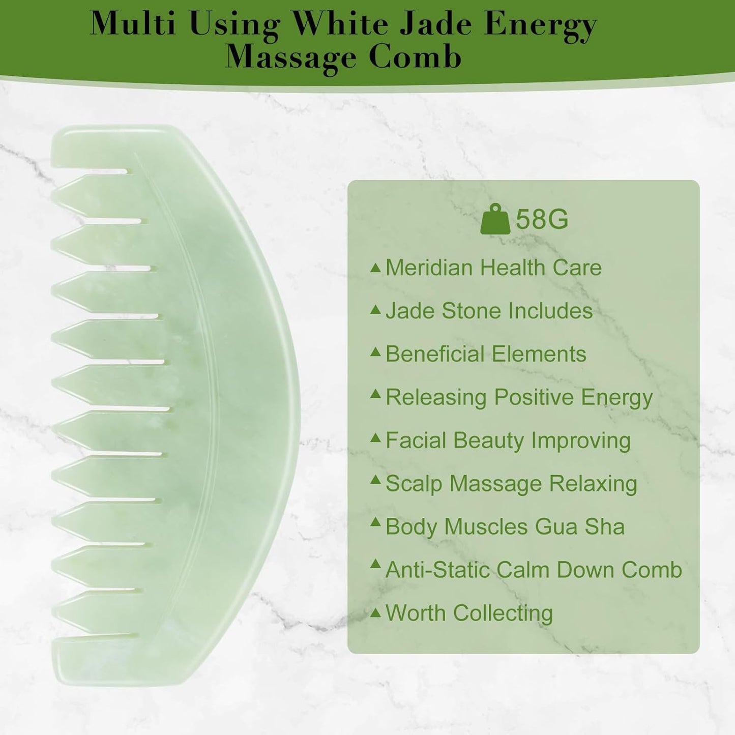 Leosense Big White Jade Massage Gua Sha Comb