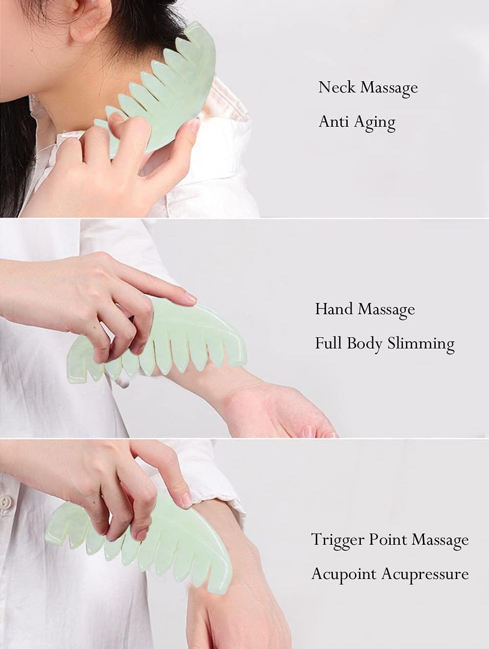 Leosense Big White Jade Massage Gua Sha Comb