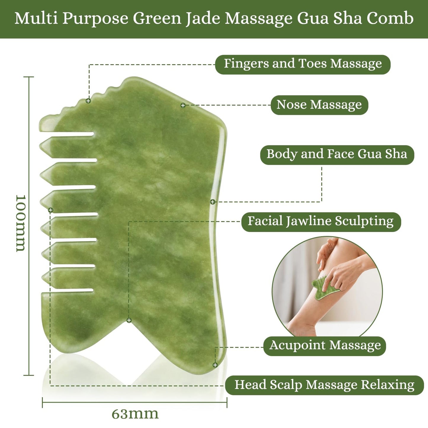 Leosense Natural Jade Massage Comb